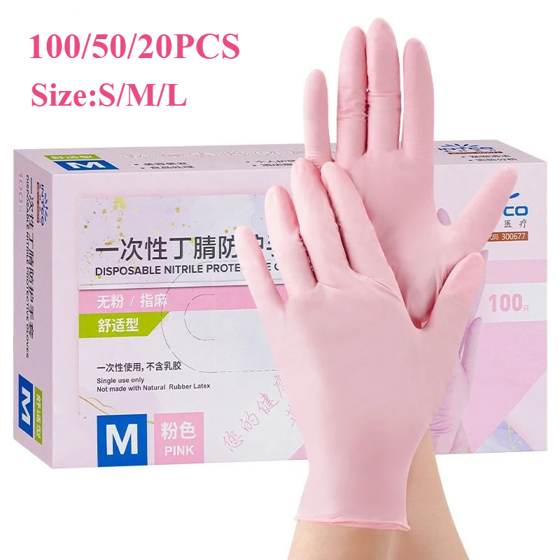 Medical Gloves - 20/50/100PCS Guanti in nitrile rosa Guanti